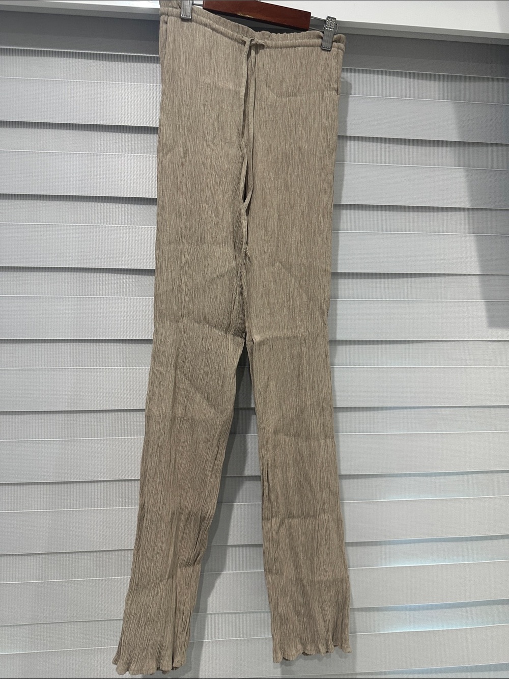 Zara Beige Ribbed Drawstring Jogger Pants